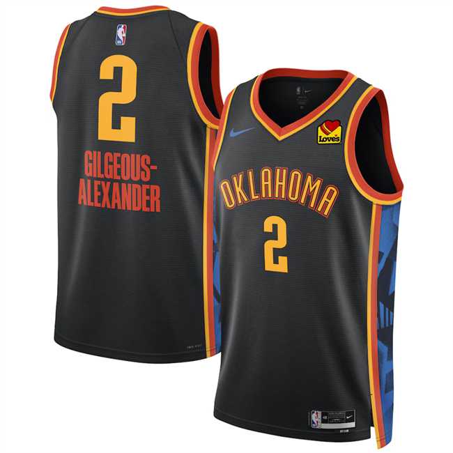 Men%27s Oklahoma City Thunder #2 Shai Gilgeous-Alexander Black 2024-25 City Edition Stitched Jersey Dzhi->new york knicks->NBA Jersey